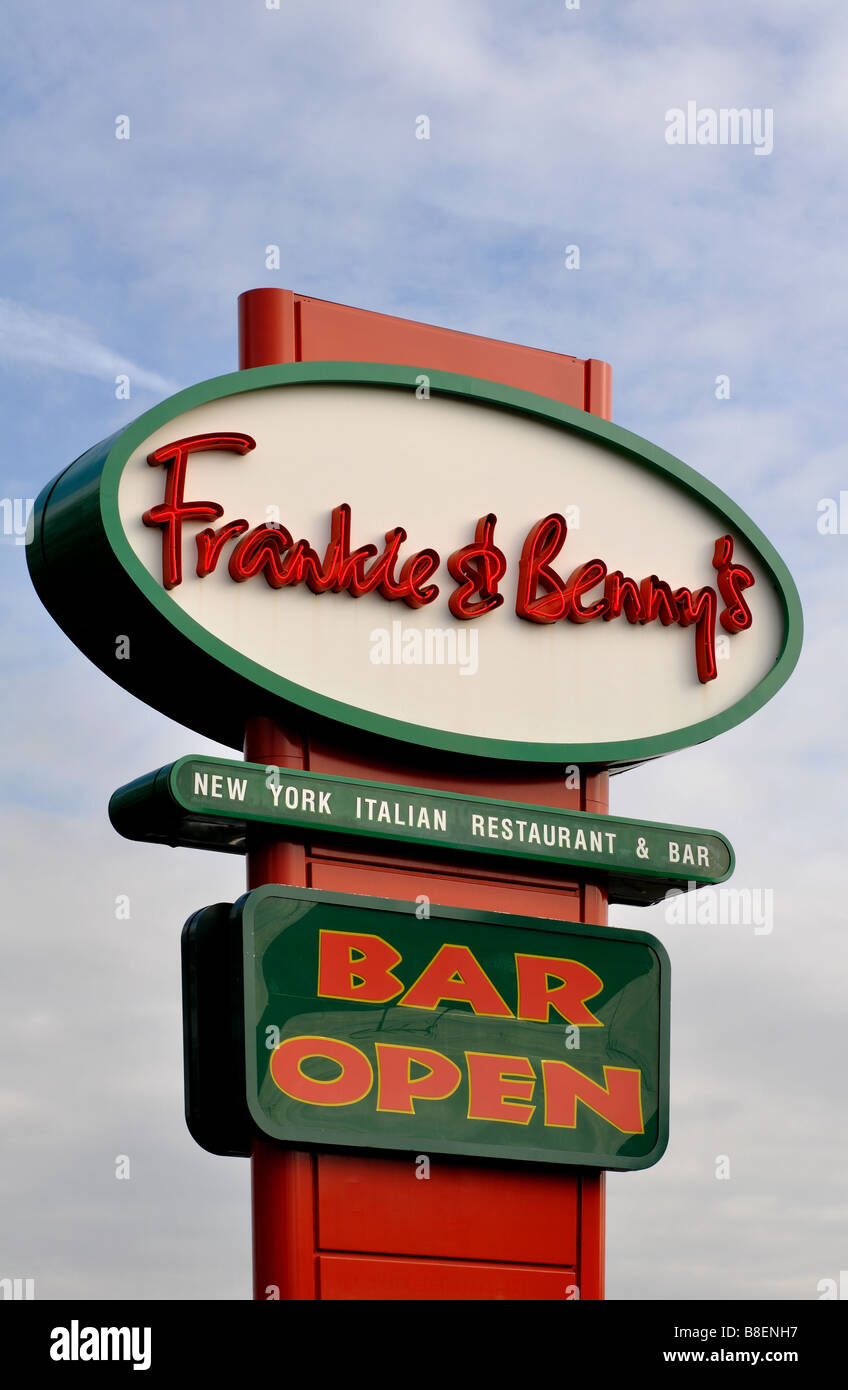 Frankie and Benny`s sign, UK Stock Photo